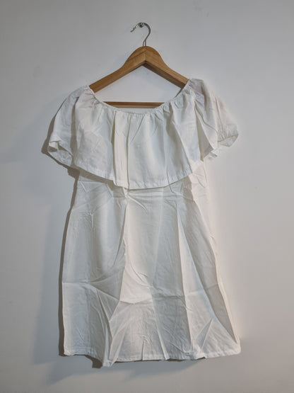WOMEN'S MEDIUM CREAM/WHITE MINI DRESS